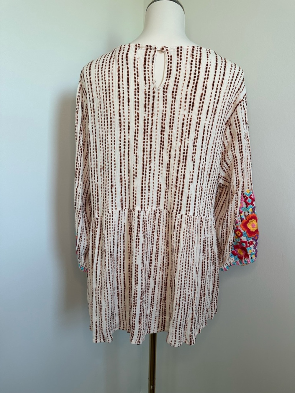 Savanna Jane Cream Blouse with Pink, Turquoise & Orange Floral Embroidery - Picture 5 of 6